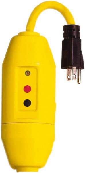 Tower - 1 Outlet, 125 Volt, 15 Amp, Yellow, Load Side User Attachable Inline GFCI - 1-15P NEMA Configuration, cUL, UL File E174279 - USA Tool & Supply