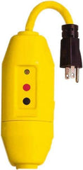 Tower - 1 Outlet, 125 Volt, 15 Amp, Yellow, Load Side User Attachable Inline GFCI - 1-15P NEMA Configuration, cUL, UL File E174279 - USA Tool & Supply