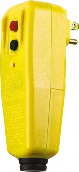 Tower - 1 Outlet, 125 Volt, 15 Amp, Yellow, Right Angle GFCI Plug - 1-15P NEMA Configuration, cUL, UL File E174279 - USA Tool & Supply