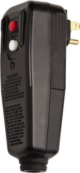 Tower - 1 Outlet, 125 Volt, 15 Amp, Black, Right Angle GFCI Plug - 1-15P NEMA Configuration, cUL, UL File E174279 - USA Tool & Supply