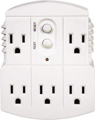Tower - 5 Outlets, 125 Volt, 15 Amp, White, GFCI 5b Outlet Adapter - 5-15P, 5-15R NEMA Configuration, cUL, UL File E174279 - USA Tool & Supply