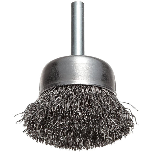Vortec Pro 3″ Crimped Wire Cup Brush, .014″ Steel, 1/4″ Stem, Fill, Retail Pack - USA Tool & Supply