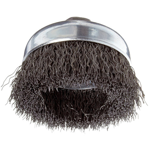 ‎Vortec Pro 3″ Crimped Wire Cup Brush, .014″ Steel Fill, 5/8″-11 UNC Nut, Retail Pack - USA Tool & Supply