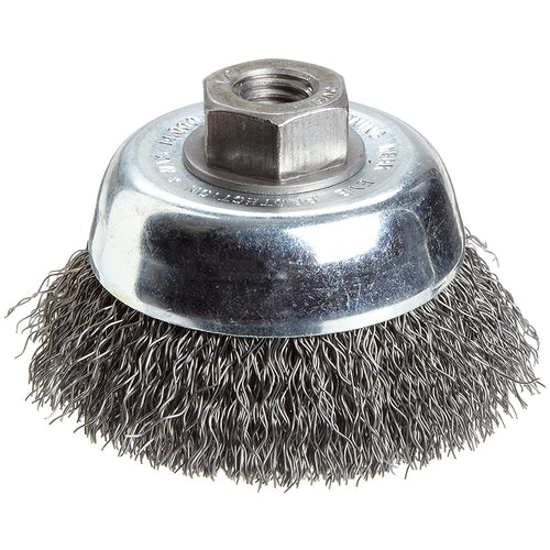 ‎Vortec Pro 3″ Crimped Wire Cup Brush, .014″ Steel Fill, 1/2″-13 Arbor Hole, Retail Pack - USA Tool & Supply