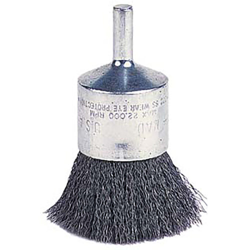 Vortec Pro 1″ Crimped Wire End Brush, .014″ Steel Fill, 1/4″ Stem, Retail Pack - USA Tool & Supply