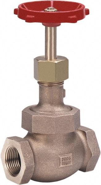 Milwaukee Valve - 3/8" Pipe, Threaded (NPT) Ends, Bronze Integral Globe Valve - Bronze Disc, Union Bonnet, 600 psi WOG, 300 psi WSP, Class 300 - USA Tool & Supply