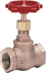 Milwaukee Valve - 1/4" Pipe, Threaded (NPT) Ends, Bronze Integral Globe Valve - Bronze Disc, Threaded Bonnet, 200 psi WOG, 125 psi WSP, Class 125 - USA Tool & Supply
