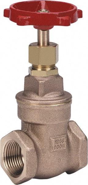 Milwaukee Valve - 1-1/4" Pipe, Class 125, Threaded (NPT) Bronze Solid Wedge Stem Gate Valve - 200 WOG, 125 WSP, Threaded Bonnet, For Use with Water, Oil & Gas - USA Tool & Supply