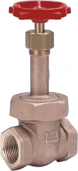 Milwaukee Valve - 1-1/4" Pipe, Class 300, Threaded (NPT) Bronze Solid Wedge Gate Valve - 1,000 WOG, 300 WSP, Union Bonnet, For Use with Water, Oil & Gas - USA Tool & Supply