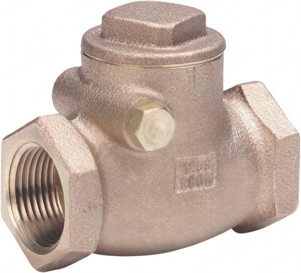 Milwaukee Valve - 1-1/2" Bronze Check Valve - Check Valve, Threaded (NPT), 200 WOG - USA Tool & Supply
