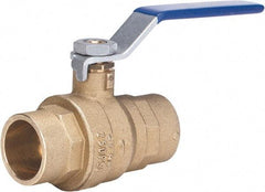 Milwaukee Valve - 3/4" Pipe, Full Port, Brass Full Port Ball Valve - 2 Piece, Solder Ends, Lever Handle, 600 WOG, 150 WSP - USA Tool & Supply