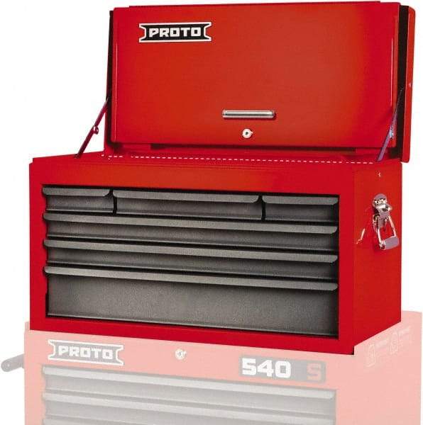 Proto - 6 Drawer Top Tool Chest - 27" Wide x 12" Deep x 15" High, Steel, Gray - USA Tool & Supply
