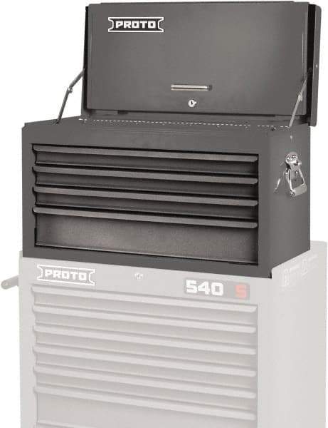 Proto - 4 Drawer Top Tool Chest - 27" Wide x 12" Deep x 15" High, Steel, Gray - USA Tool & Supply