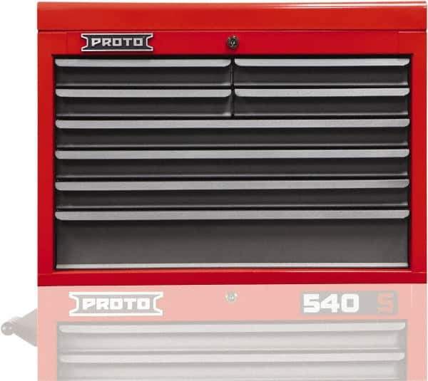 Proto - 8 Drawer Top Tool Chest - 27" Wide x 18" Deep x 19" High, Steel, Safety Red/Gray - USA Tool & Supply