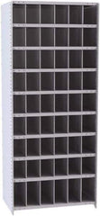 Hallowell - 54 Bin Closed Industrial Bin Shelving - 36 Inch Overall Width x 24 Inch Overall Depth x 87 Inch Overall Height, Gray Metal Bins - USA Tool & Supply