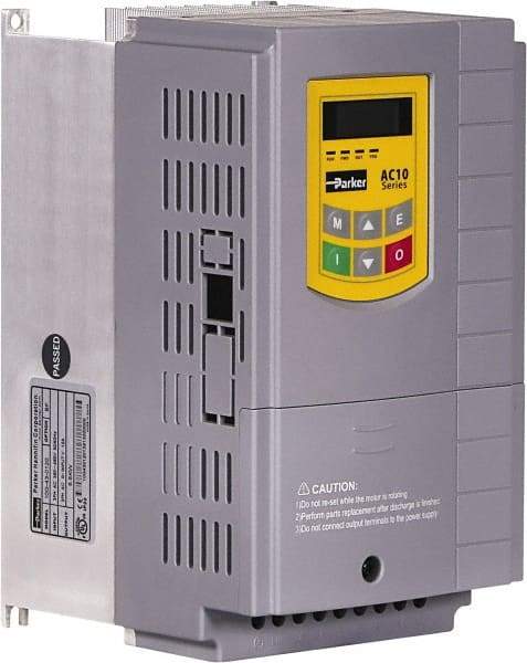 Parker - Three Phase, 460 Volt, 5 hp, Variable Frequency Drive - 5.43" Wide x 5.98" Deep x 9-1/4" High, IP20 - USA Tool & Supply