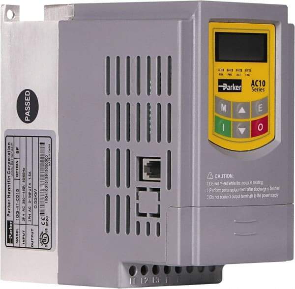 Parker - Single Phase, 230 Volt, 1 hp, Variable Frequency Drive - 3.15" Wide x 5.31" Deep x 5.43" High, IP20 - USA Tool & Supply