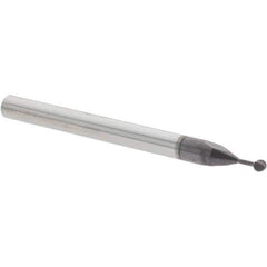 Accupro - 1/16" Diam, 0.057" LOC, 2 Flute Solid Carbide Ball End Mill - nACo Finish, Single End, 1-1/2" OAL, 1/8" Shank Diam, Undercutting - USA Tool & Supply
