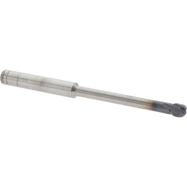 Accupro - 5/16" Diam, 0.266" LOC, 4 Flute Solid Carbide Ball End Mill - nACo Finish, Single End, 4" OAL, 5/16" Shank Diam, Undercutting - USA Tool & Supply