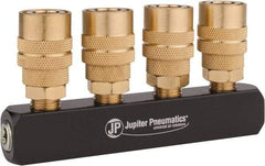 Value Collection - 1/4" Inlet, 1/4" Outlet Manifold - 4.9" Long 1 Inlet Port, 4 Outlet Ports - USA Tool & Supply