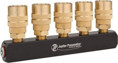 Value Collection - 1/4" Inlet, 1/4" Outlet Manifold - 6.1" Long 1 Inlet Port, 5 Outlet Ports - USA Tool & Supply