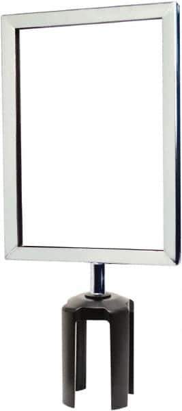 Tensator - 11-1/2" High x 11-1/2" Long x 7-1/2" Wide Barrier Sign Frame - Powder Coated Steel, Polished Chrome Finish, Polished Chrome, Use with Tensabarrier - USA Tool & Supply