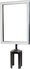 Tensator - 11-1/2" High x 11-1/2" Long x 7-1/2" Wide Barrier Sign Frame - Powder Coated Steel, Polished Chrome Finish, Polished Chrome, Use with Tensabarrier - USA Tool & Supply