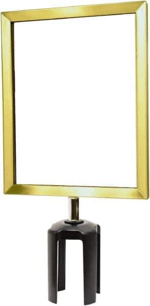 Tensator - 11-1/2" High x 11-1/2" Long x 9" Wide Barrier Sign Frame - Powder Coated Steel, Satin Brass Finish, Satin Brass, Use with Tensabarrier - USA Tool & Supply