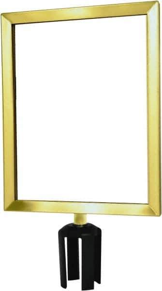 Tensator - 14-1/2" High x 14-1/2" Long x 11-1/2" Wide Barrier Sign Frame - Powder Coated Steel, Satin Brass Finish, Satin Brass, Use with Tensabarrier - USA Tool & Supply