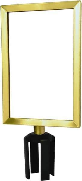 Tensator - 11-1/2" High x 11-1/2" Long x 7-1/2" Wide Barrier Sign Frame - Powder Coated Steel, Satin Brass Finish, Satin Brass, Use with Tensabarrier - USA Tool & Supply