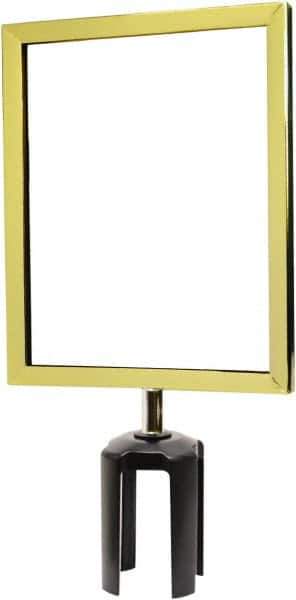 Tensator - 11-1/2" High x 11-1/2" Long x 9" Wide Barrier Sign Frame - Powder Coated Steel, Polished Brass Finish, Polished Brass, Use with Tensabarrier - USA Tool & Supply