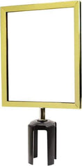 Tensator - 11-1/2" High x 11-1/2" Long x 9" Wide Barrier Sign Frame - Powder Coated Steel, Polished Brass Finish, Polished Brass, Use with Tensabarrier - USA Tool & Supply