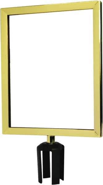 Tensator - 14-1/2" High x 14-1/2" Long x 11-1/2" Wide Barrier Sign Frame - Powder Coated Steel, Polished Brass Finish, Polished Brass, Use with Tensabarrier - USA Tool & Supply
