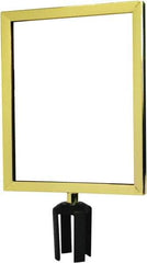 Tensator - 14-1/2" High x 14-1/2" Long x 11-1/2" Wide Barrier Sign Frame - Powder Coated Steel, Polished Brass Finish, Polished Brass, Use with Tensabarrier - USA Tool & Supply
