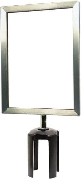 Tensator - 11-1/2" High x 11-1/2" Long x 7-1/2" Wide Barrier Sign Frame - Powder Coated Steel, Satin Chrome Finish, Satin Chrome, Use with Tensabarrier - USA Tool & Supply