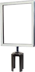 Tensator - 11-1/2" High x 11-1/2" Long x 9" Wide Barrier Sign Frame - Powder Coated Steel, Polished Chrome Finish, Polished Chrome, Use with Tensabarrier - USA Tool & Supply
