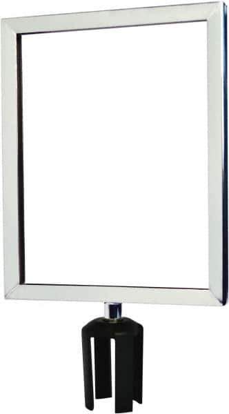 Tensator - 14-1/2" High x 14-1/2" Long x 11-1/2" Wide Barrier Sign Frame - Powder Coated Steel, Polished Chrome Finish, Polished Chrome, Use with Tensabarrier - USA Tool & Supply