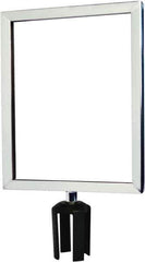 Tensator - 14-1/2" High x 14-1/2" Long x 11-1/2" Wide Barrier Sign Frame - Powder Coated Steel, Polished Chrome Finish, Polished Chrome, Use with Tensabarrier - USA Tool & Supply
