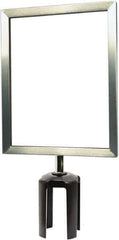 Tensator - 11-1/2" High x 11-1/2" Long x 9" Wide Barrier Sign Frame - Powder Coated Steel, Satin Chrome Finish, Satin Chrome, Use with Tensabarrier - USA Tool & Supply