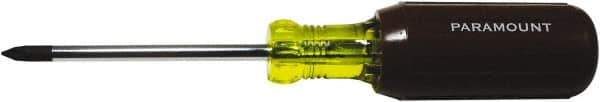 Paramount - #1, Standard Phillips Screwdriver - 3" Blade Length, Round Shank, Acetate with Rubber Grip Handle - USA Tool & Supply