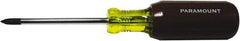 Paramount - #1, Standard Phillips Screwdriver - 3" Blade Length, Round Shank, Acetate with Rubber Grip Handle - USA Tool & Supply