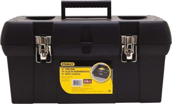 Stanley - Tool Box - 19-19/64" Wide x 9-5/8" Deep x 9-27/32" High, Plastic, Black - USA Tool & Supply
