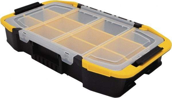 Stanley - 1 Compartment Tool Organizer - 11-1/2" Wide x 19-51/64" Deep x 11" High, Plastic, Black/Yellow with Clear - USA Tool & Supply