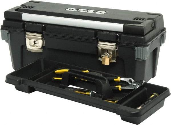 Stanley - Tool Box - 19-5/8" Wide x 10-1/2" Deep x 10-5/16" High, Plastic/Rubber, Black - USA Tool & Supply