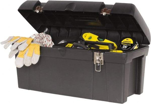 Stanley - 1 Tray Tool Box - 23-5/8" Wide x 11-1/2" Deep x 11-1/8" High, Plastic/Metal, Black - USA Tool & Supply