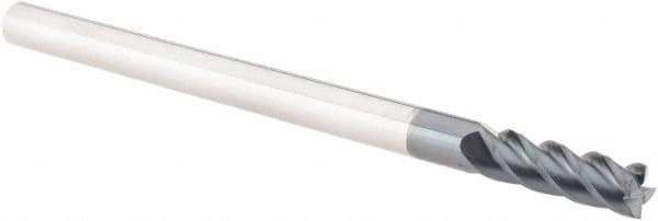 Accupro - 1/4", 3/4" LOC, 1/4" Shank Diam, 4" OAL, 4 Flute, Solid Carbide Square End Mill - Single End, AlTiN Finish, Spiral Flute, 40° Helix, Centercutting, Right Hand Cut, Right Hand Flute - USA Tool & Supply