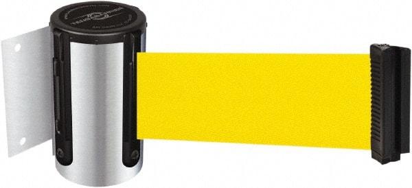 Tensator - 4-1/2" High x 7.5' Long x 2" Wide Wall Mount Barrier - Steel, Polished Chrome Finish, Chrome, Use with 898 Wall Receiver - USA Tool & Supply