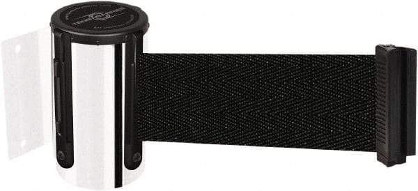 Tensator - 4-1/2" High x 7.5' Long x 2" Wide Wall Mount Barrier - Steel, Polished Chrome Finish, Chrome, Use with 898 Wall Receiver - USA Tool & Supply