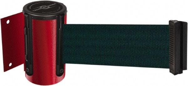 Tensator - 4-1/2" High x 7.5' Long x 2" Wide Wall Mount Barrier - Steel, Red Powdercoat Finish, Red, Use with 898 Wall Receiver - USA Tool & Supply