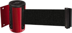 Tensator - 4-1/2" High x 7.5' Long x 2" Wide Wall Mount Barrier - Steel, Red Powdercoat Finish, Red, Use with 898 Wall Receiver - USA Tool & Supply